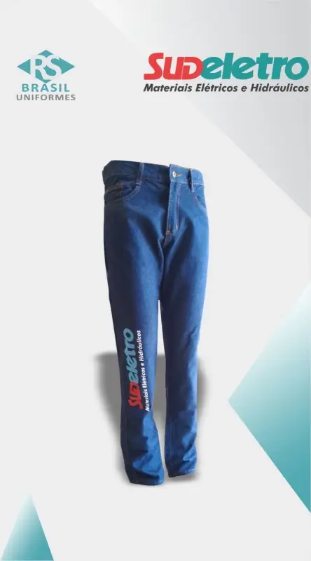 Calça jeans com elástico para uniforme